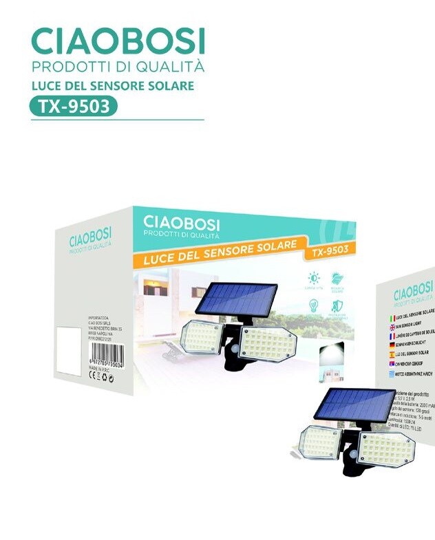 Applique Ad induzione Solare 10W Con Sensore Movimento Luce Led Tx-9503 linq