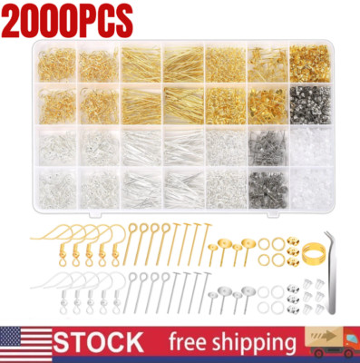 2000Pcs Earring Making Supplies Kit with Earring Hooks, Earring