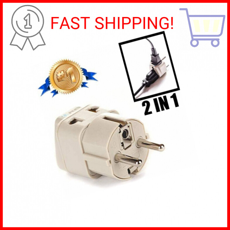 OREI European Power Adapter Plug, Perfect for Travel To Europe, Germany, France,