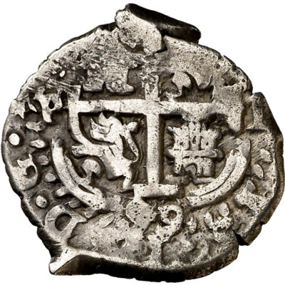 ► HISPANIC SILVER COB • COLONIAL 1 REAL 1699 POTOSI • CARLOS II ☆ CAL-739 ☆C5790