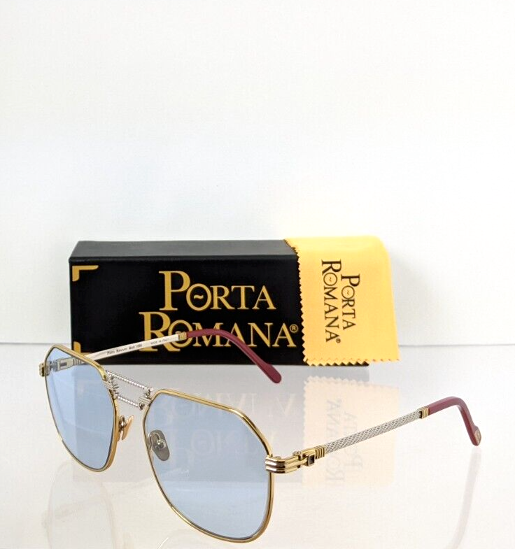 Pre-owned Porta Romana Authentic  Sunglasses Mod 1266 Col 100bgold Plated Vintage Frame In Blue