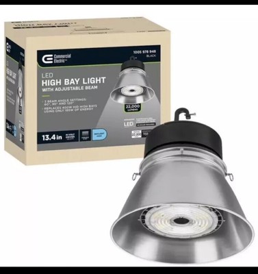 Commercial Electric LED Brushed Nickel High Bay Light w Adjustable Beam High Out