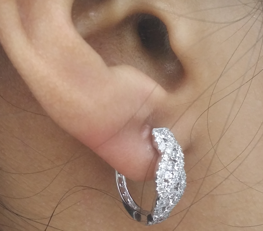 Pre-owned Handmade Deal 0.90 Carat Natural Round Diamonds Hoops Huggies Earrings In 14k Gold 15mm In White