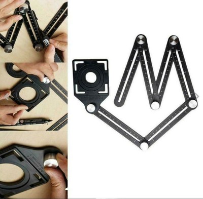 6 Fold Multi Angle Measure Ruler Drill Guide Locator Tile Opening Hole Angleizer