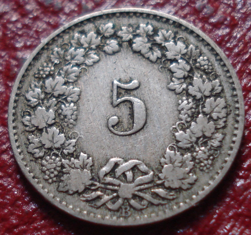 1889-B SWITZERLAND 5 RAPPEN IN VG-FINE CONDITION
