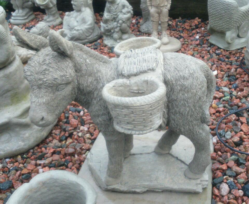 Concrete donkey planter garden ornament in Saintfield, County Down