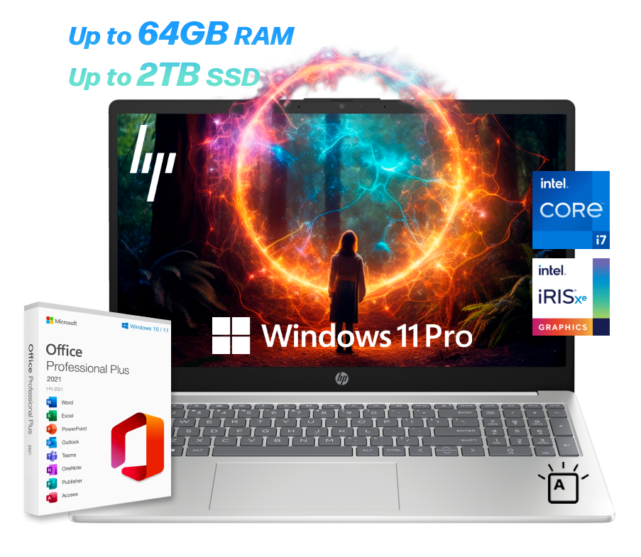 2024 HP Laptop 15.6" 10-Core Intel i7,Upto 64GB RAM 2TB SSD, Backlit KB, W11 Pro