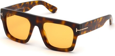 Pre-owned Tom Ford Fausto Ft0711 56e Havana Brown Plastic 53 Mm Men's Sunglasses In Yellow