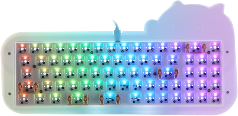 Mini Cat 69 65% Hot Swappable Acrylic RGB Wired Mechanical Gaming DIY Keyboard K