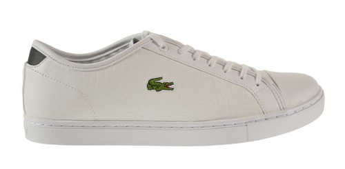 Кожаные мужские туфли Lacoste Showcourt Croc SPM бело-черные 7-28spm0227-147