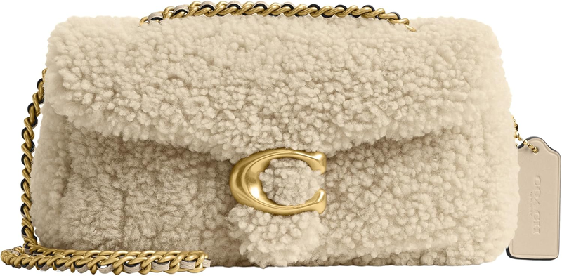 COACH Womens Tabby Shoulder Bag 20 In Shearling Beige One Size