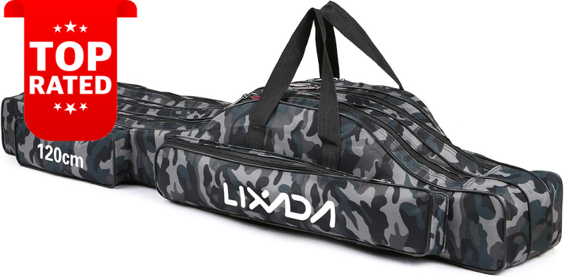 Portable Fishing Rod Bag 3 Layers Folding Carry Case 120cm 150cm Tackle Storage