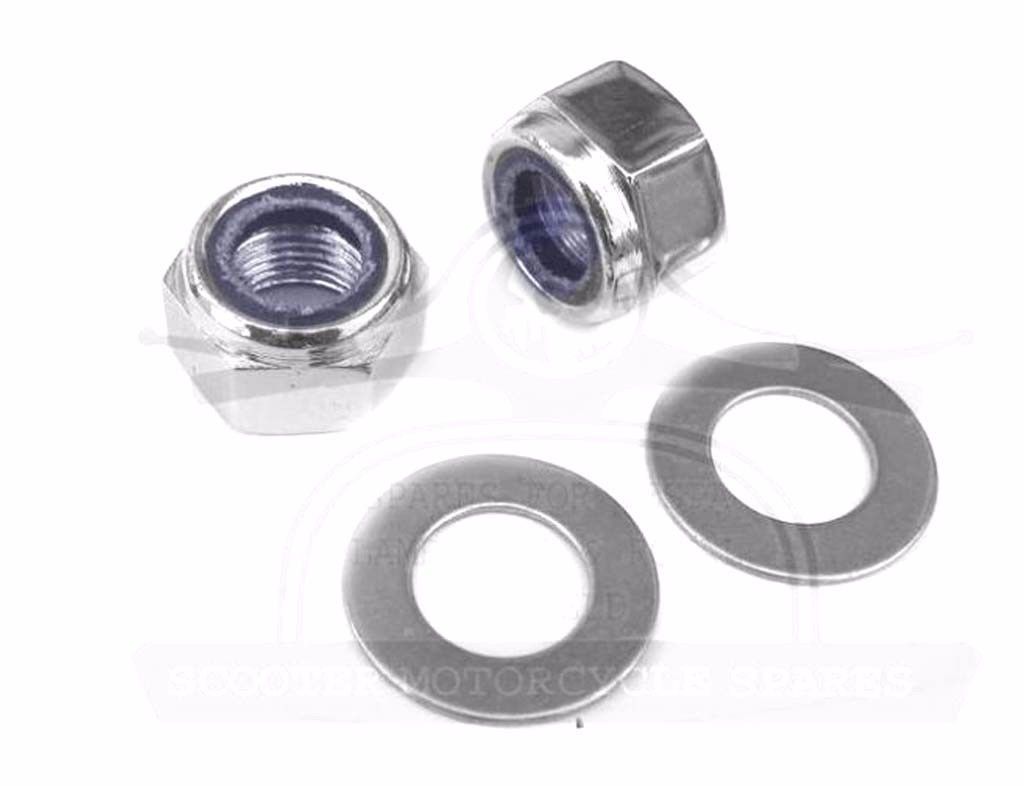 Lambretta GP LI T V SX Engine Mount Nylock Nuts and Washers Chrome Plated 