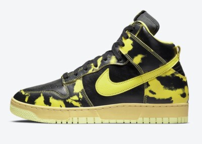 NIKE DUNK HI 1985 SP BLACK YELLOW ACID WASH SHOES MENS SZ US9 HIGH AIR FORCE
