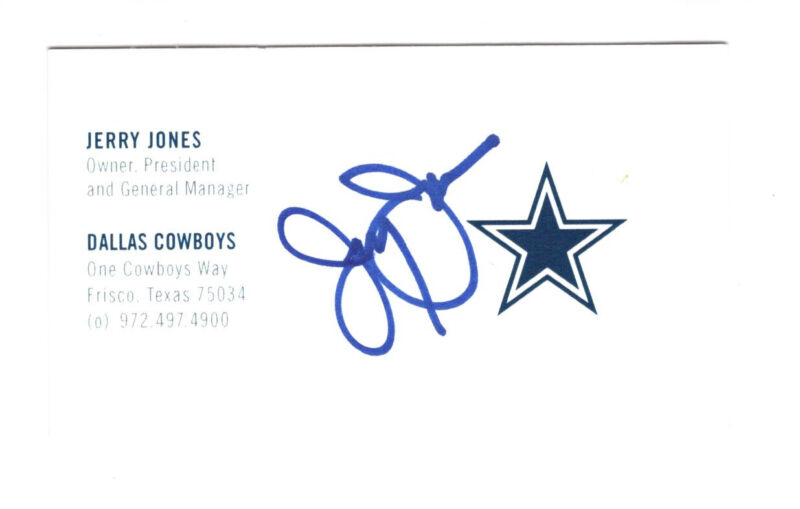 JERRY JONES authentic hand signed Cowboys business card           DALLAS COWBOYS