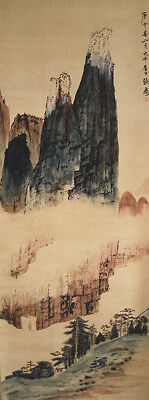 62Inch High Chinese Scroll Painting Landscape By Zhang Daqian xishanfengyu