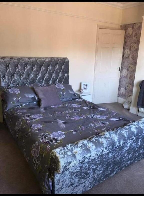 Double Grey velvet crushed sleigh bed in Whitchurch, Cardiff Gumtree