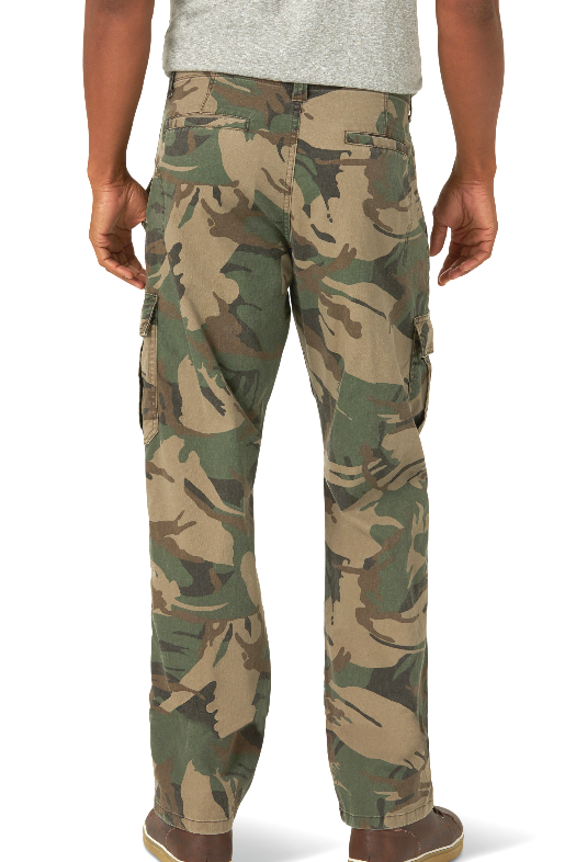 Men's Wrangler Camo Cargo Pants w/ Stretch Relaxed Fit Tech Pocket CHOOSE SIZE