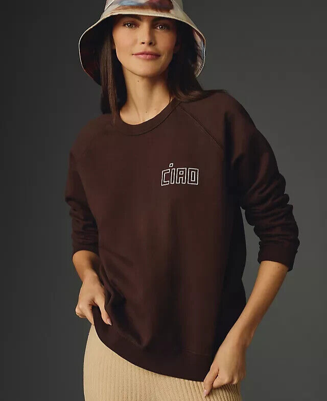 Clare V Ciao Sweatshirt Anthropologie Sweater Oversized Brown