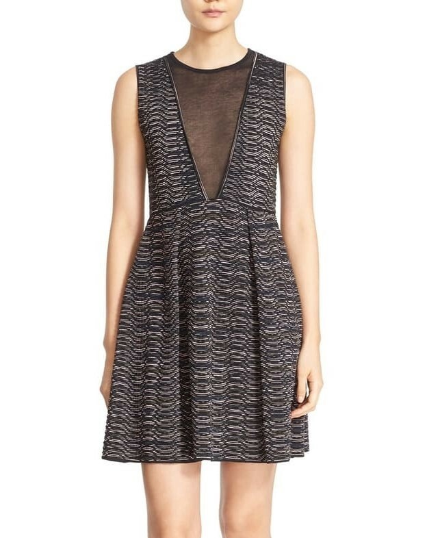 M Missoni 166485 Womens Space Dye Sleeveless Fit & Flare Dress Black Size 44
