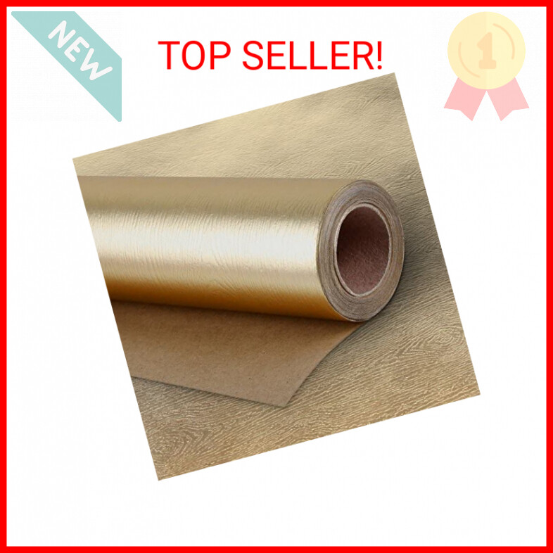 WRAPAHOLIC Wrapping Paper Roll - Basic Texture Matte Gold for Birthday, Holiday,
