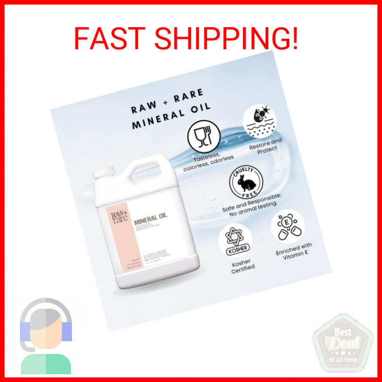 Raw Plus Rare Vegan Food Grade Mineral Oil, Safe for Wood Cutting Board, Butcher