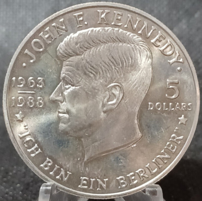 1988 Niue 5 Dollars, John F Kennedy,  Ich Bin Ein Berliner , Unique C/N Coin