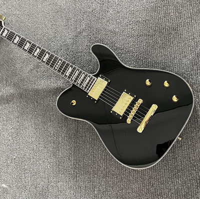 Custom TL Electric Guitar Black 2H Pickups Flag Inlay H-H Pickups Gold Hardware