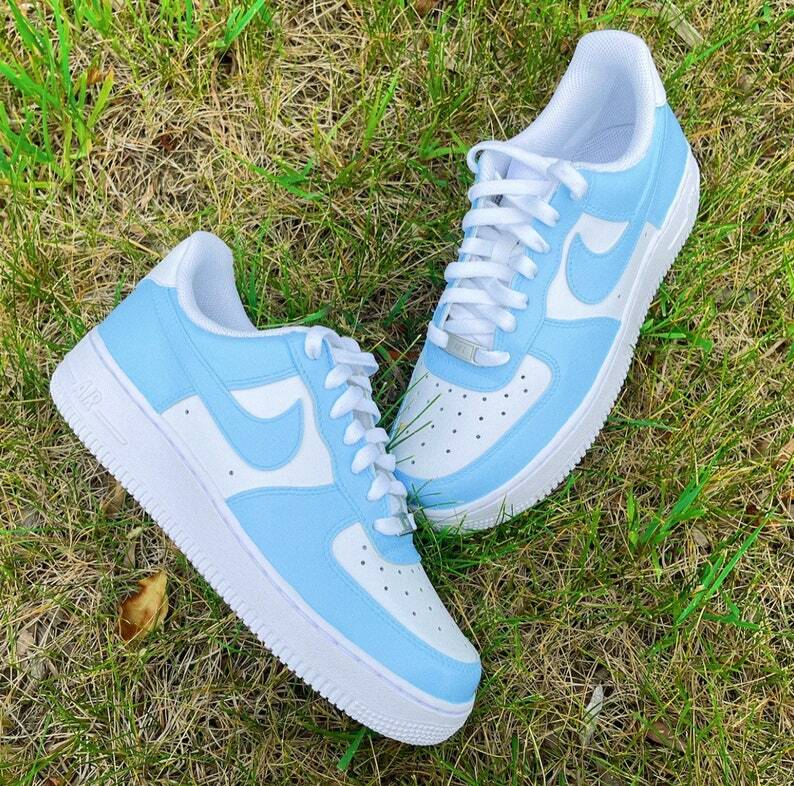 Pre-owned Nike Air Force 1 Custom Low Two Two Baby Blue White Shoes Men Women Kids Unc