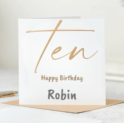 10th birthday card, Age 10 birthday card, 10th birthday gift for girls, 10th 6x6