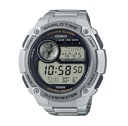 Pre-owned Casio Cpa-100d Men's Resin/steel Multi Time Digital  Islamic Prayer Watch In Cpa-100d-1av