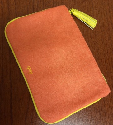 Brand New Ipsy Glam Bag August 2018 Orange And Yellow Makeup Travel Bag Clutch!!