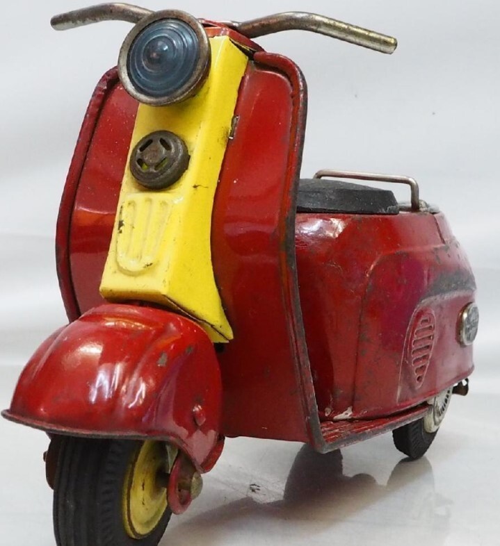 B.C.BANDAI tin miniature car motorcycle Mitsubishi Silver
