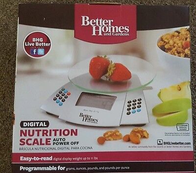 Better Homes & Gardens programmable nutritional scale w/memory function.