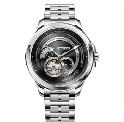 LOBINNI Stainless Steel Skeleton Watch Luxury Mens Watches Special Edition Black