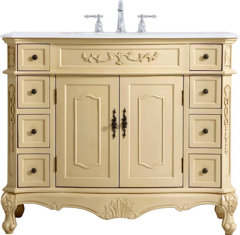 Bathroom Vanity Sink Traditional Antique Single Bronze Light Beige