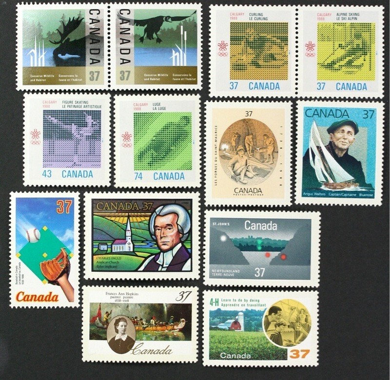 CANADA 1988 collection of 13 different commemorative Stamps