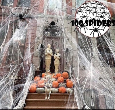 1200 sqft Spider Webs Halloween Decorations, Super Stretch Spider Web