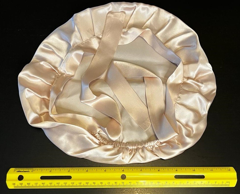 LOT of (2) 100% Pure Mulberry Silk Sleep Caps (Bonnets) with Elastic & Tie (NEW)