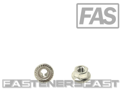 (25) M3 x 0.5 Stainless Steel Serrated Flange Nuts DIN6923 Nuts M3-0.5 A2