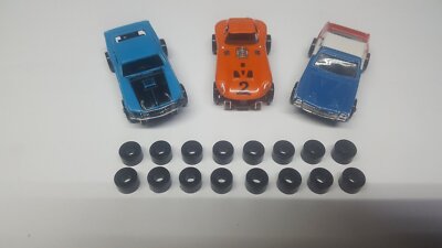 370 OD 16 Aurora Thuderjet Tuff Ones Ultra G Slot Car Silicone Tires Rear Blk C1