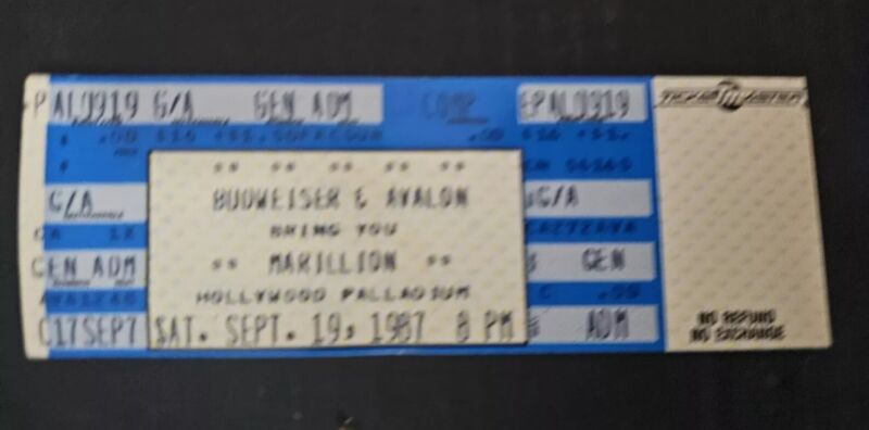 TicketMaster Marillion Original Ticket 19 Sept 1987 Hollywood Palladium Otto