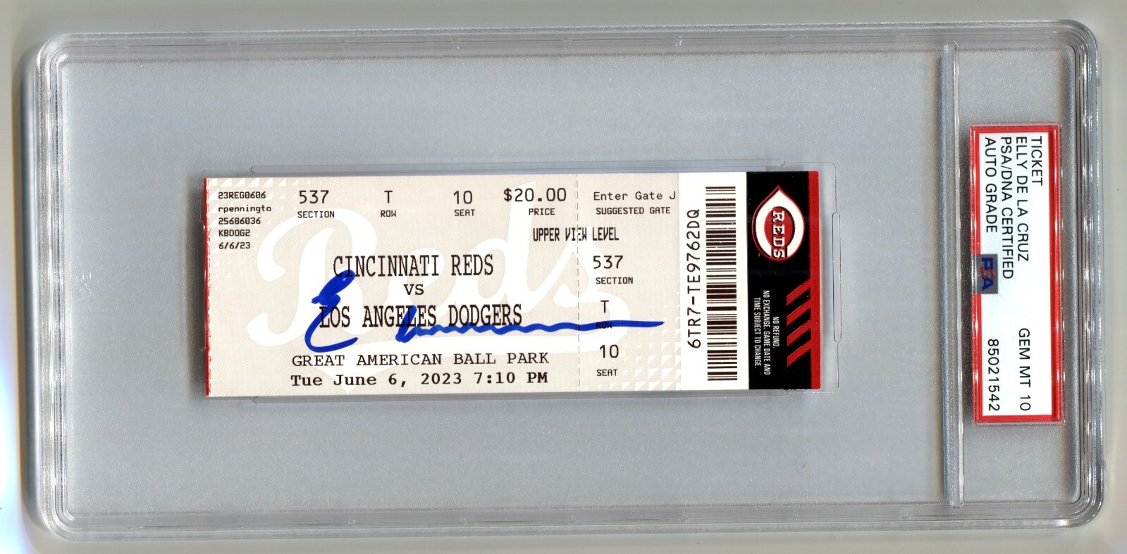 Elly De La Cruz Signed MLB Debut Original Game Ticket 6/6