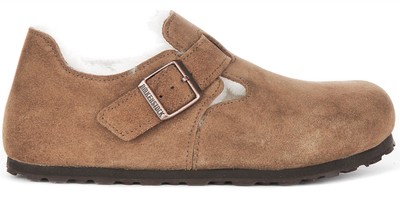 Pre-owned Birkenstock London Shearling Unlined Eva Unisex Sandal Brown Suede Us 3 - 12