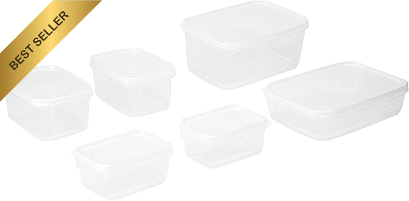 Food Storage Container, Clear, Pack of 6