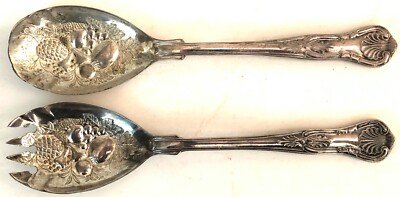 Silver Salad Serving Set Vintage 1960/'s Silver Plate Serving Spoon Fork Italy Dining Entertaining Serving Utensil