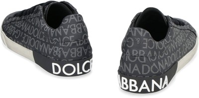 Pre-owned Dolce & Gabbana Portofino Leather And Fabric Low-top Sneakers In Black