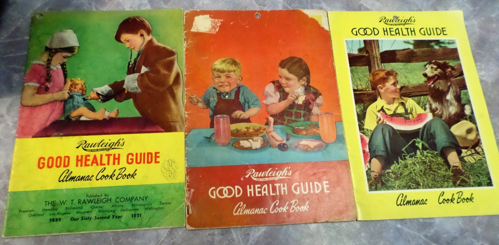Lot Vintage Rawleighs Good Health Guide Almanac Cook Book 1951-59 Natural Health