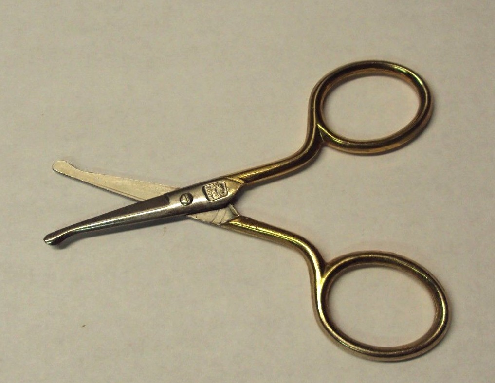 GERMANY Gold Wash / Chrome Embroidery Scissors - BLUNT TIP ~ 3 & 1/2