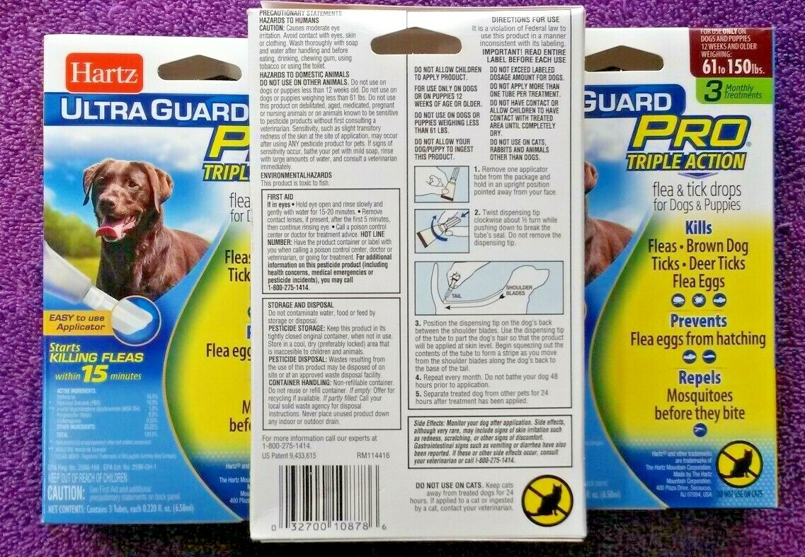 Hartz UltraGuard Pro Triple action for large dogs / 9 mo flea & tick treatment!